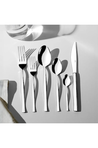 Nehir Zarif Sade 12 Kişilik 72 Parça Çatal Kaşık Bıçak Takımı Gri