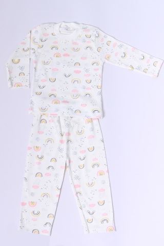 Hçm Bebek Pamuk Pijama Takımı Renkli Baskılı Bisiklet Yaka A2 Pembe