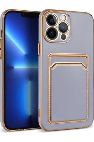 Apple Uyumlu iPhone 13 Pro Kılıf Zore Bark Kartlıklı Kapak Lila