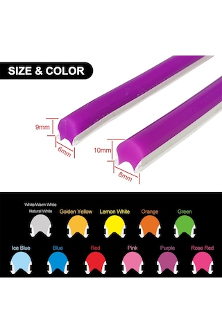 Pembe 6mm İkinci Nesil Silikon Neon Led Şerit Kılıfı 5 Metre Difüzör Tüp Led Hariç
