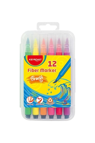 Keyroad Fiber Marker Fırça Uçlu Keçeli Kalem 12 Renk