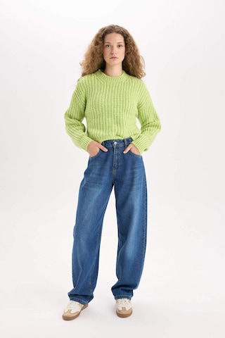 DeFacto Coool Oversize Geniş Kalıp Bisiklet Yaka Triko Kazak V1811AZNSGN597 Yeşil
