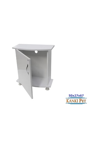 Kanki Pet 50 Cm MDF Bombeli Akvaryum Sehpa Beyaz 50x27x67 Cm