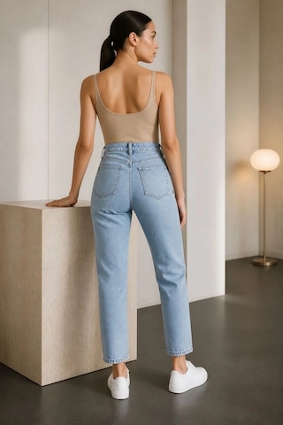 Layal My Beauty Jeannine Kadın Jeans Yüksek Bel Mom Boyfriend Dar Paça Denim Kot Pantolon Buz Mavi