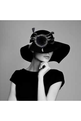 Suntek Çiçek Tüy Broş El Yapımı Saç Tokası 19cm-siyah Siyah