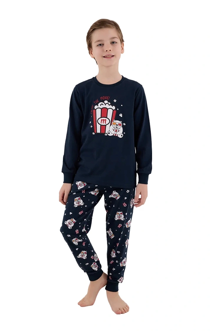 ARNETTA Rolypoly Rp3676-2 Baba Oğul Kışlık İkili Pijama Takım Oğul Navy