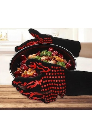 Ulzyvf Mavi 2 Adet Barbekü Mikrodalga Fırın Eldivenleri 800 Derece Isıya Dayanıklı Eldiven Kaymaz Yanmaz Pişirme Fırını Eld Mavi