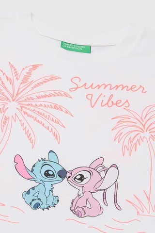 United Colors Of Benetton Kız Çocuk Lilo & Stitch Baskı Detaylı Crop T-shirt Beyaz 6-13 Yaş-2824