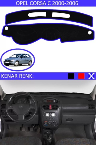 Torpido Koruma Halısı Siyah Kenar Renk Mavi Opel Corsa C 2000-2006 İle Uyumlu