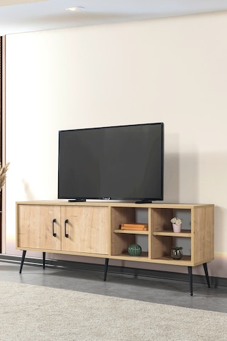 3608 Şile Metal Ayaklı Metal Kulplu 160 Cm Tv Ünitesi Safir Safir