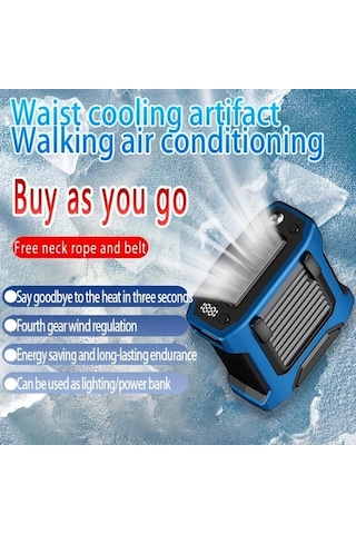 Xuweiwei Taşınabilir Bel Fanı 8000 Mah Büyük Kapasite Mavi 4 Rüzgar Hızı Boyun Ve Bel Kayışlı Ev Ofis Mutfak İçin 3ü1 Arada Usb Şarjlı Desk Fan