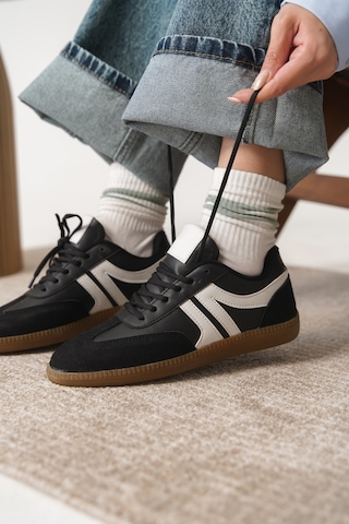 Daxtors Garantili Carina Günlük Ortopedik Kadın Sneaker Spor Ayakkabı Siyah-beyaz