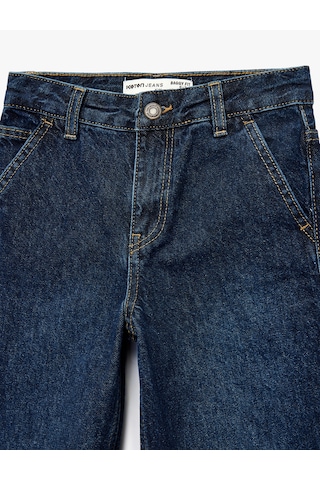 Koton Pamuklu Cepli Baggy Fit Denim Pantolon Dark Indıgo 6skb40047td Koyu İndigo