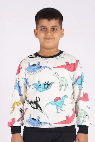 Fyk Kids Erkek Çocuk Yuvarlak Yaka Dinazor Baskılı Alt-üst Pijama Takımı Çok Renkli