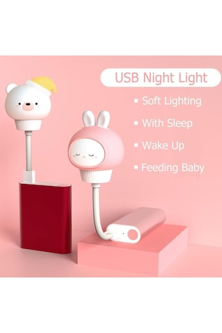 Led Usb Gece Lambası Sevimli Karikatür Gece Lambası Ayı Bebek Çocuk İçin Uzaktan Kumanda Yatak Odası Dekoru Başucu Lambası Noel Hediyesi Snowman Diğer
