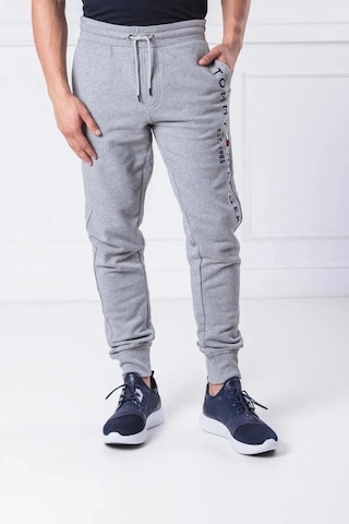 Tommy Hilfiger Erkek Alt Eşofman Yazı Logo Nakışlı Gri
