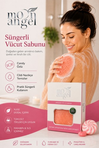Süngerli Sabun Doğal Güzellik Candy Extract Vücut Sabunu Çiçek - Meyve