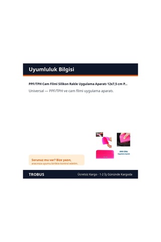 Trobus Ppf/tph Cam Filmi Silikon Rakle Uygulama Aparatı 12x7,5 Cm Pembe