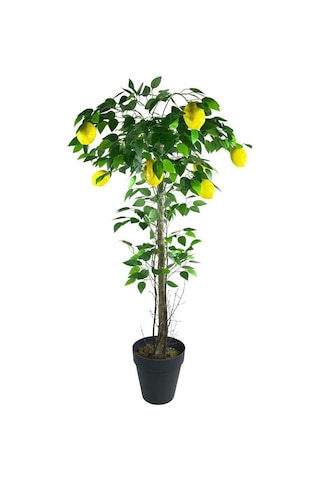 Yapay Limon Ağacı 130Cm 8 Limonlu Doğal Görünümlü Siyah Plastik S