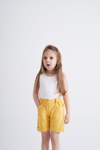 Oliventhekid Taşlı Detaylı Kız Çocuk Şort Sarı Sarı