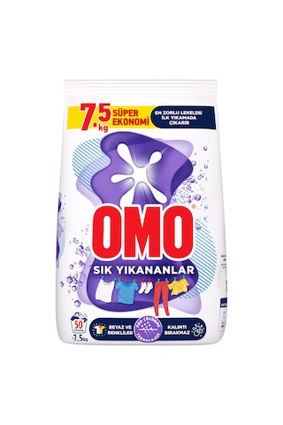 Omo Matik Toz Çamaşır Deterjanı Sık Yıkananlar Beyaz Ve Renkliler İçin 7.5 Kg 50 Yıkama
