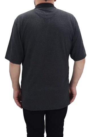 Becces Dmctekstil Erkek 004 Desenli Klasik Kesim Rahat Kalıp Tek Cepli Battal Polo Yaka T-shirt Siyah
