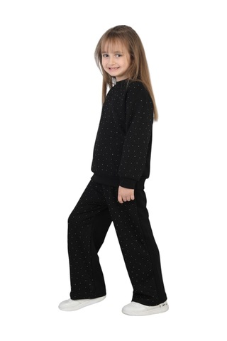 Erdem Kıds Kız Çocuk Taşlı Pijama Takımı Rahat Kalıp Günlük-casual Takım İkili Takım Siyah Siyah