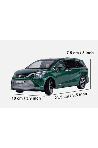 Kutulu Koleksiyon 1 / 24 Ölçek Toyota Sienna Mpv Yeşil Metal Araba