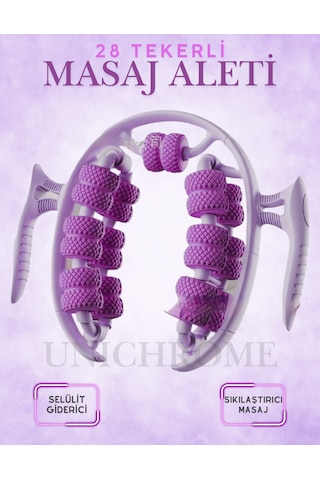 Kas Gevşetici Masaj Aleti 28 Tekerlekli Ayarlanabilir Lenf Drenaj Rulosu Bacak Kol Selülit Mor Mor