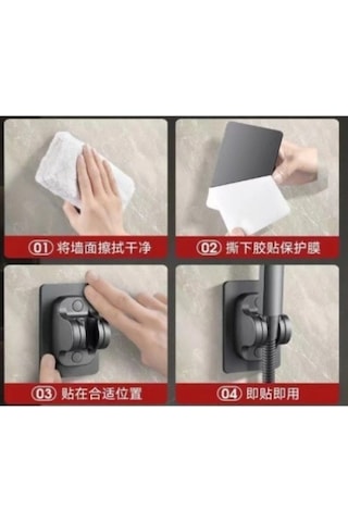 Dodes Yapışkanlı Duş Başlığı Tutucu Ayarlı Siyah Çok Renkli