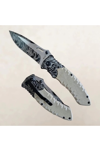 Browning Serisi Damascus İşlemeli 20 Cm Kamp Outdoor Çakı Çok Renkli