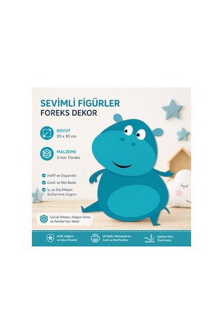 Sürpriz Hediyeli 30 Cm Su Aygırı Figür 3mm Foreks Baskı Çocuk Odası, Doğum Günü Ve Parti Dekoru Diğer
