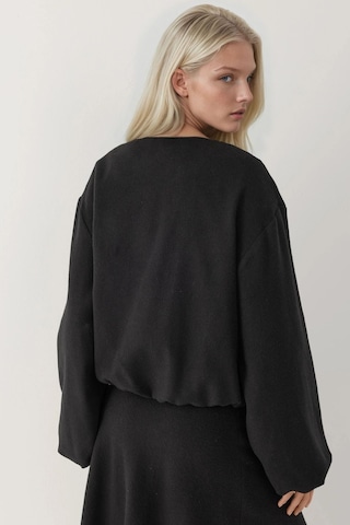 Hiccup Fermuarlı Oversize Kaşe Bomber Ceket Siyah