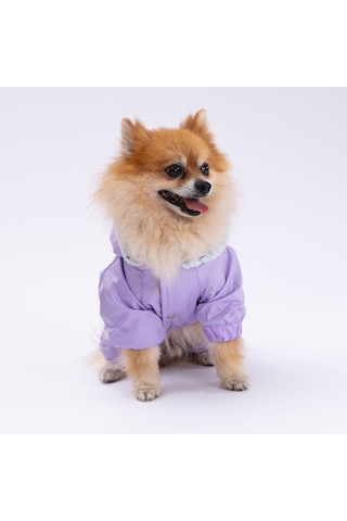 Pettrend Köpek Lila Kürklü Tulum Küçük Irk Köpek Yağmurluğu