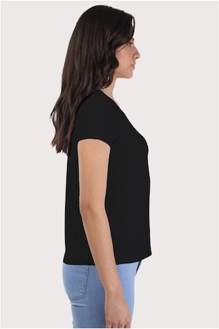 Kadın Siyah Basic V Yaka Tshirt Siyah