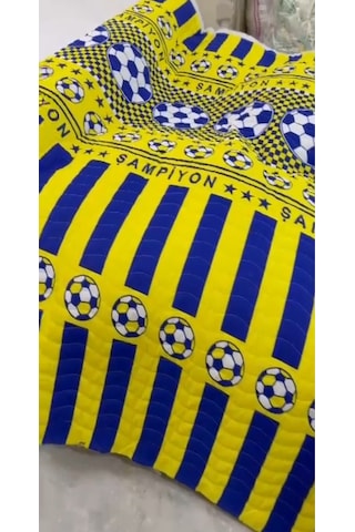 Pamuklu Çok Amaçlı Spor Desen Tek Kişilik Pike, Yatak Ört 160x230 - Sarı-lacivert Sarı - Lacivert