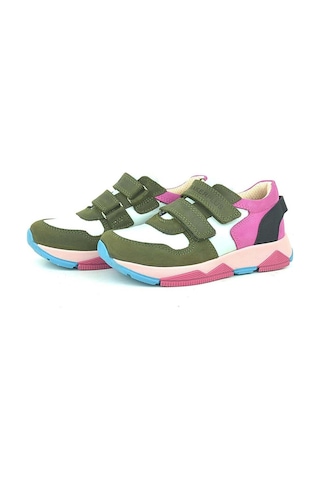 Ortopedikal 3880 Rakerplus Hakiki Deri Yeşil Beyaz Pembe Çocuk Sneakers Spor Ayakkabı Cırtlı Yeşil Beyaz Pembe