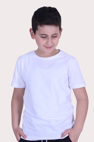 Fyk Kids Düz Model Farklı Renk Seçeneği Ile Unisex Çocuk Tişört Beyaz