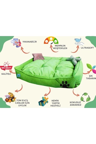Mavi Vitrin Yıkanabilir Kedi Köpek Yatağı Büyük Boy Handmade 90 x 60 CM