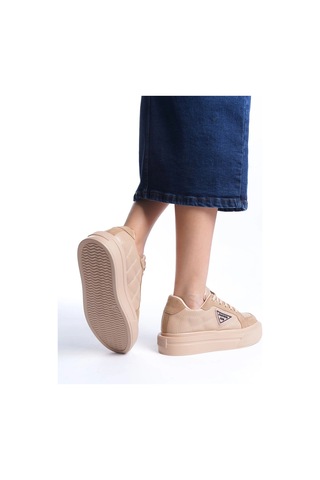 Mevese Pinter Bağcıklı Ortopedik Taban Desenli Kadın Sneaker Spor Ayakkabı - Ten