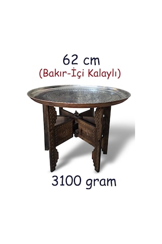 62 Cm El İşlemeli Otantik Desenli Kalın Urfa Bakır Tepsi - Kalaylı-tps456 Antik Bakır