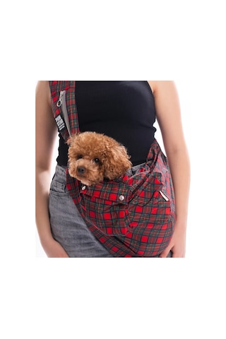 Pawstar Red Elgin Paws Crossbody Küçük Irk Köpek Çapraz Taşıma Çantası İçi Tay Tüyü