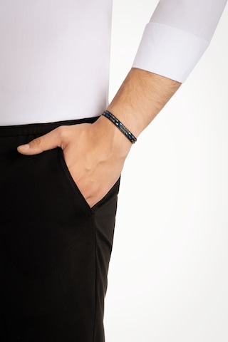 Renkli Hematit Taşlı Ayarlanabilir Çelik Erkek Bileklik Lacivert