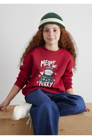 Mavi - Yılbaşı Temalı Kırmızı Sweatshirt 7s10180-70390