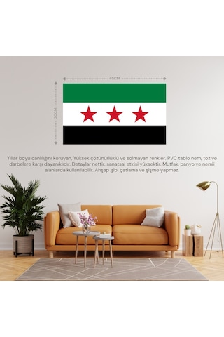 Suriye Ülke Bayrağı 45x30cm Duvar Tablosu Çerçevesiz Pvc Tablo Diğer