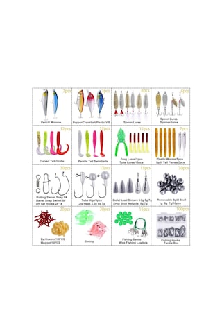 Valkyrie 302 Parça Çantalı Balık Olta İğne Silikon Kurşun Sahte Yem Seti 1. Kalite Komple Set Katlanır Kutu