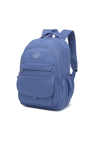 Smart Bags Büyük Boy Laptop Bölmeli Çok Cepli Su Geçirmez Krınkıl Kumaş Lise Okul Çantası Mavi