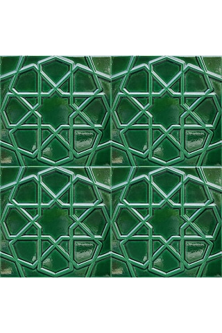 Armada Çini 20x20 Cm Rölyefli Yeşil Selçuklu Yıldızı Deseni Çini