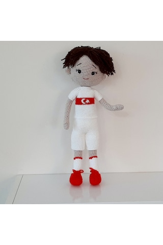 Amigurumi Örgü Oyuncak Milli Futbolcu Bebek Beyaz