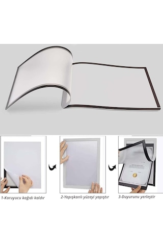 Fıxall Adhesıve Products Arkası Yapışkanlı Mıknatıslı Esnek Çerçeve Duyuru Panosu A3 Ebat Gri Genel